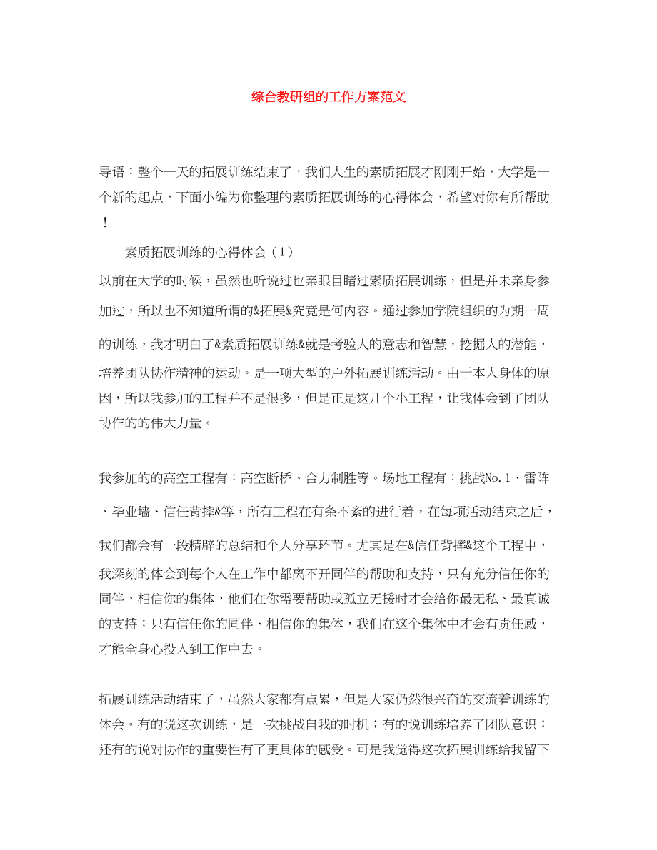 2023年综合教研组的工作计划范文.docx_第1页