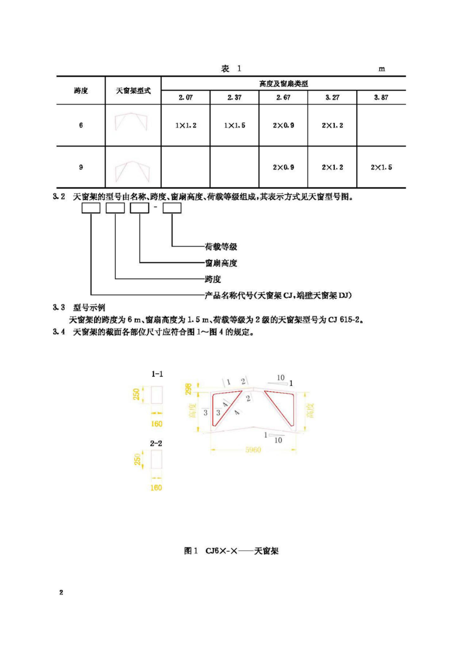 T3025-1995：形钢筋混凝土天窗架.pdf_第3页