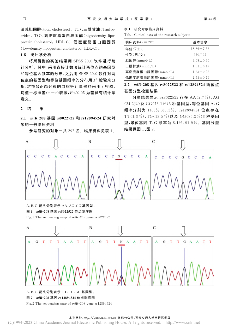 miR-208基因rs80...位点多态性在广西人群的分布_刘潮.pdf_第3页