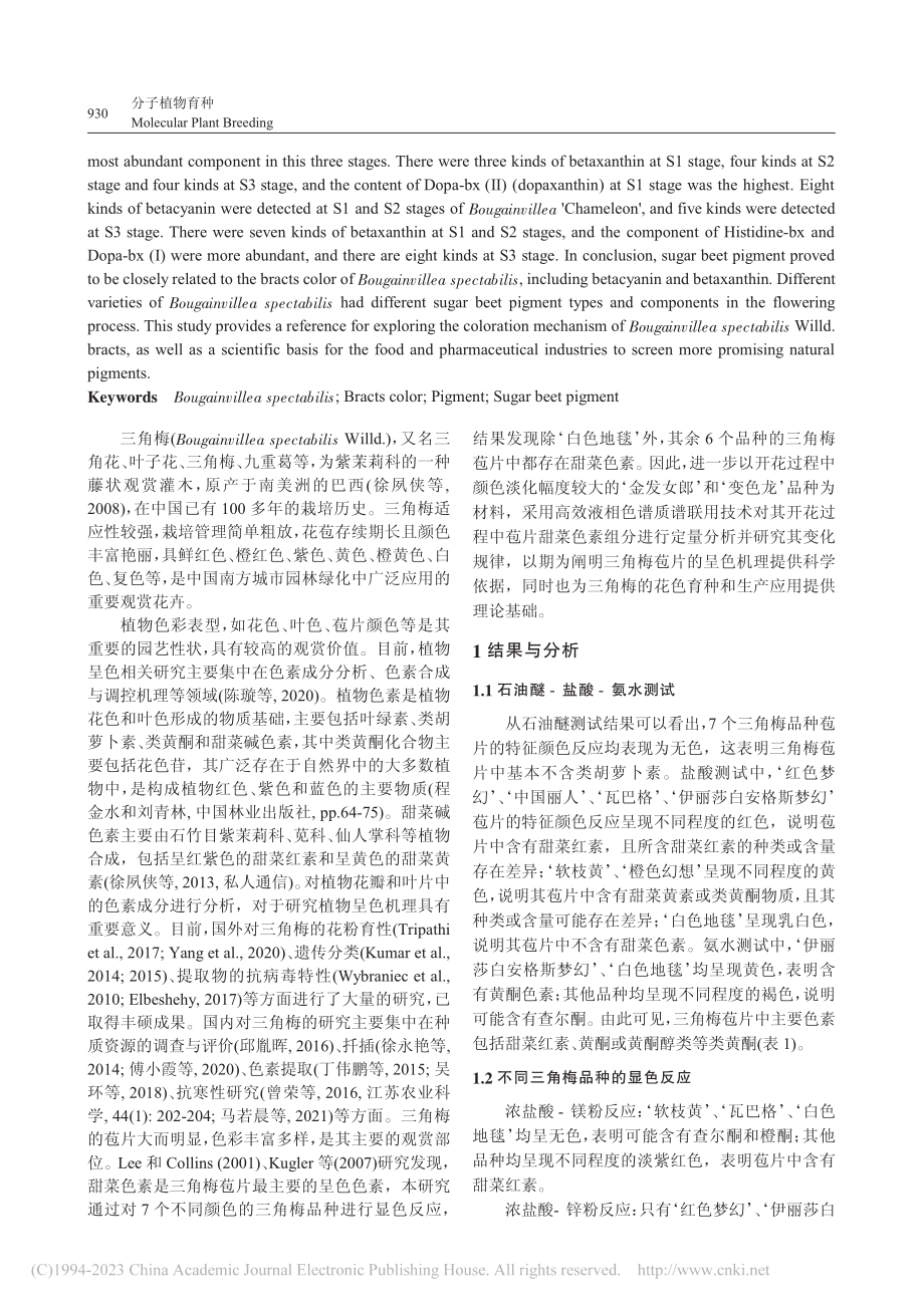 不同三角梅品种苞片色素成分分析_张慧会.pdf_第2页