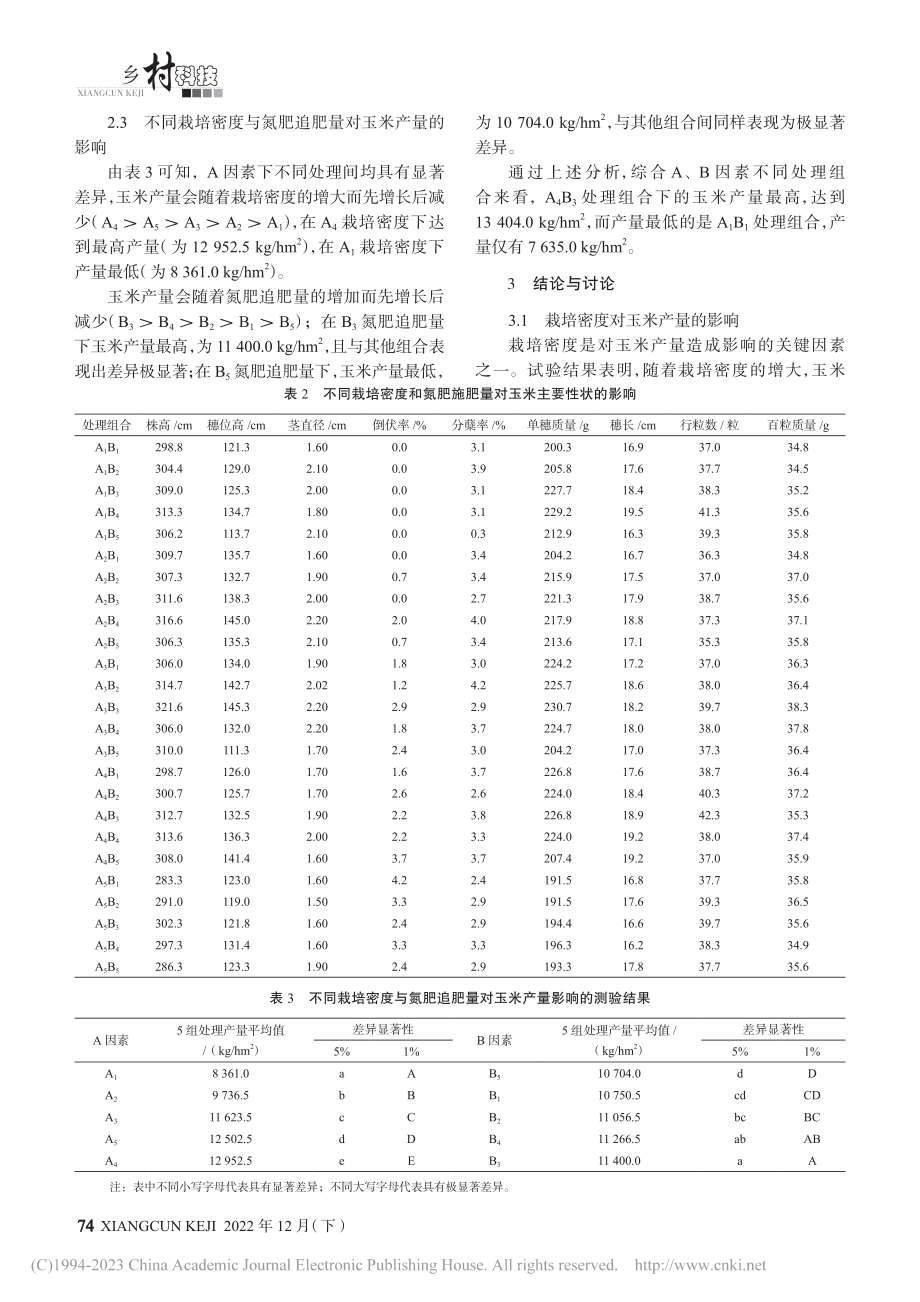 不同栽培密度与氮肥追肥量对玉米主要性状及产量的影响_王明喜.pdf_第3页