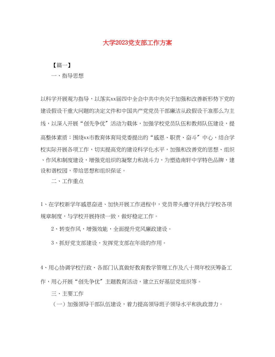 2023年大学党支部工作计划2范文.docx_第1页