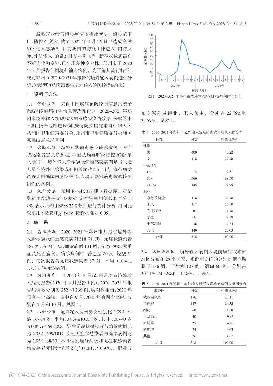 2020-2021年郑州市...染境外输入病例流行特征分析_徐兰英.pdf_第2页