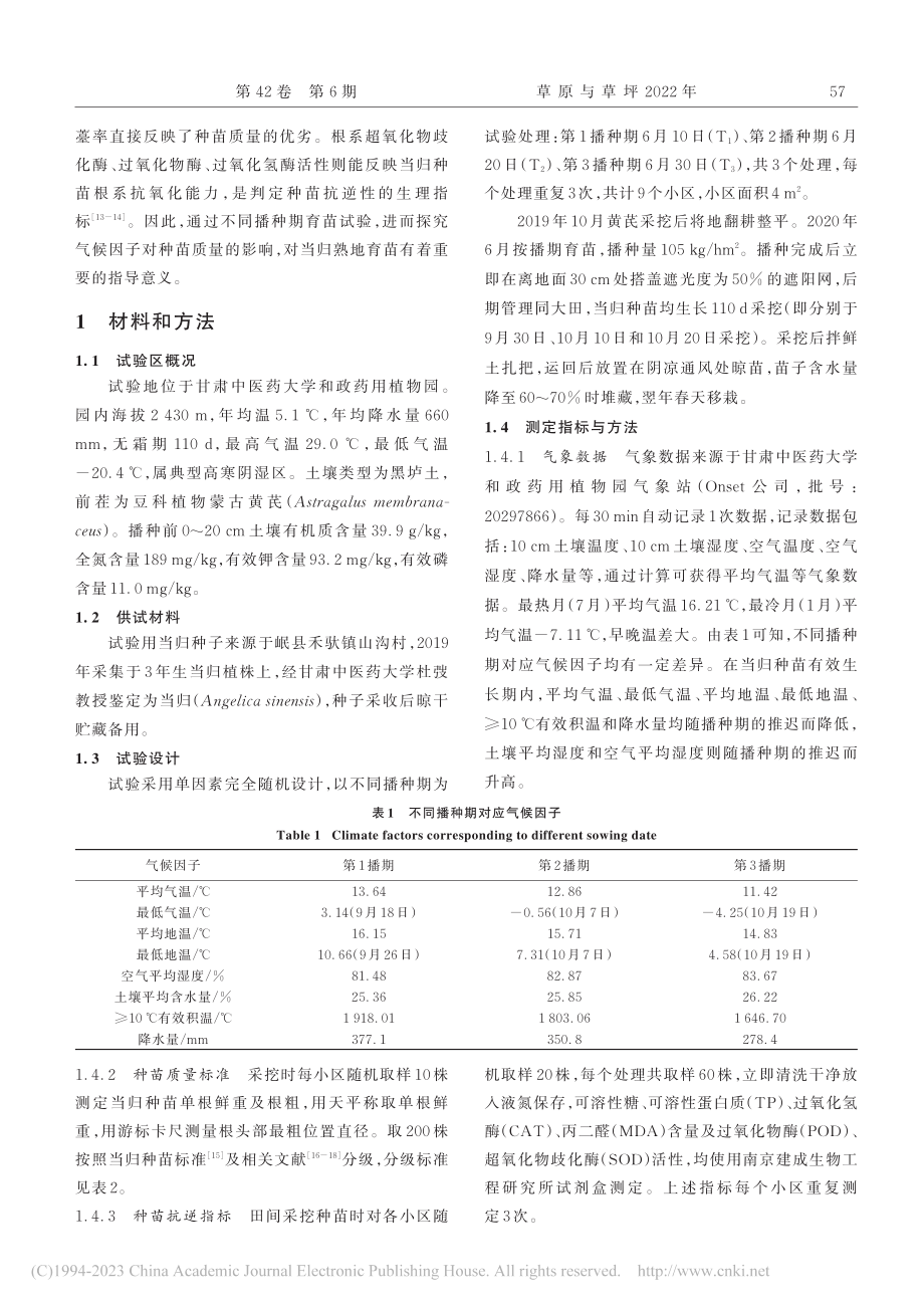 播种期对当归种苗生理指标及质量的影响_葛慧.pdf_第2页