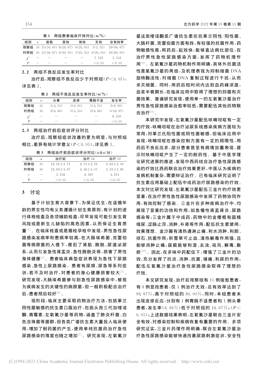 左氧氟沙星与呋喃坦啶配伍三...性急性尿路感染疗效比较观察_余程金.pdf_第2页