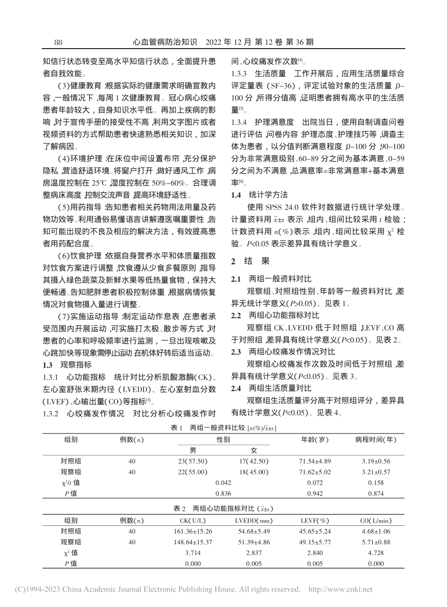 KTH整合式护理干预对冠心...患者心功能与发作情况的影响_刘桂英.pdf_第2页