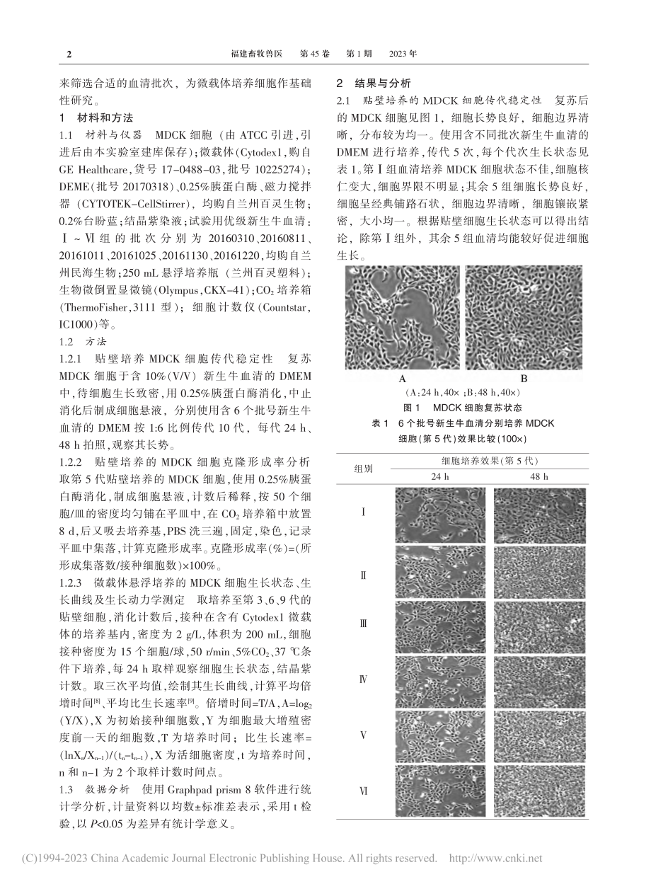 不同批次新生牛血清对MDCK细胞培养效果的研究_康碧静.pdf_第2页