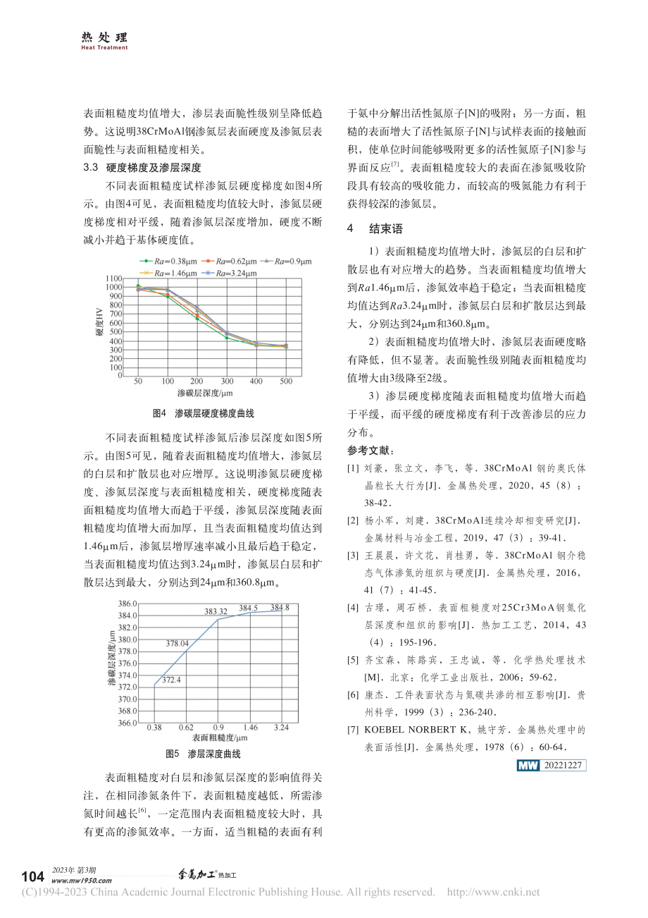 表面粗糙度对38CrMoAl钢渗氮层组织和性能的影响_崔入威.pdf_第3页