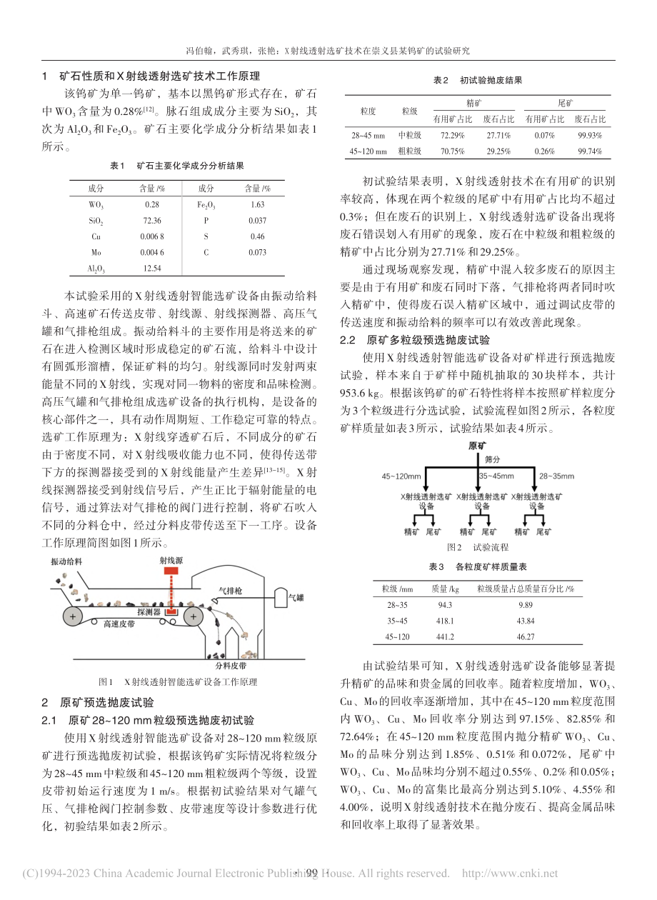 X射线透射选矿技术在崇义县某钨矿的试验研究_冯伯翰.pdf_第2页