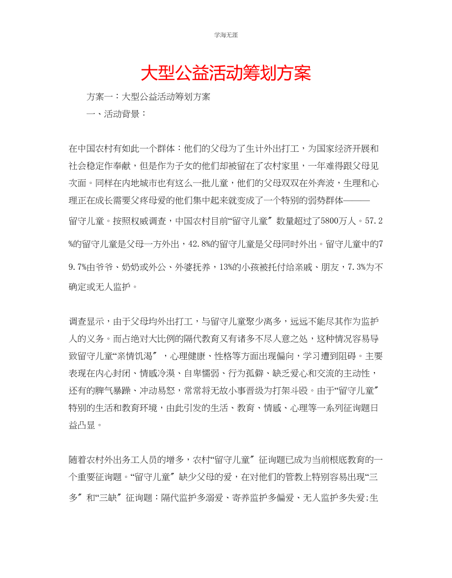 2023年大型公益活动策划方案范文.docx_第1页