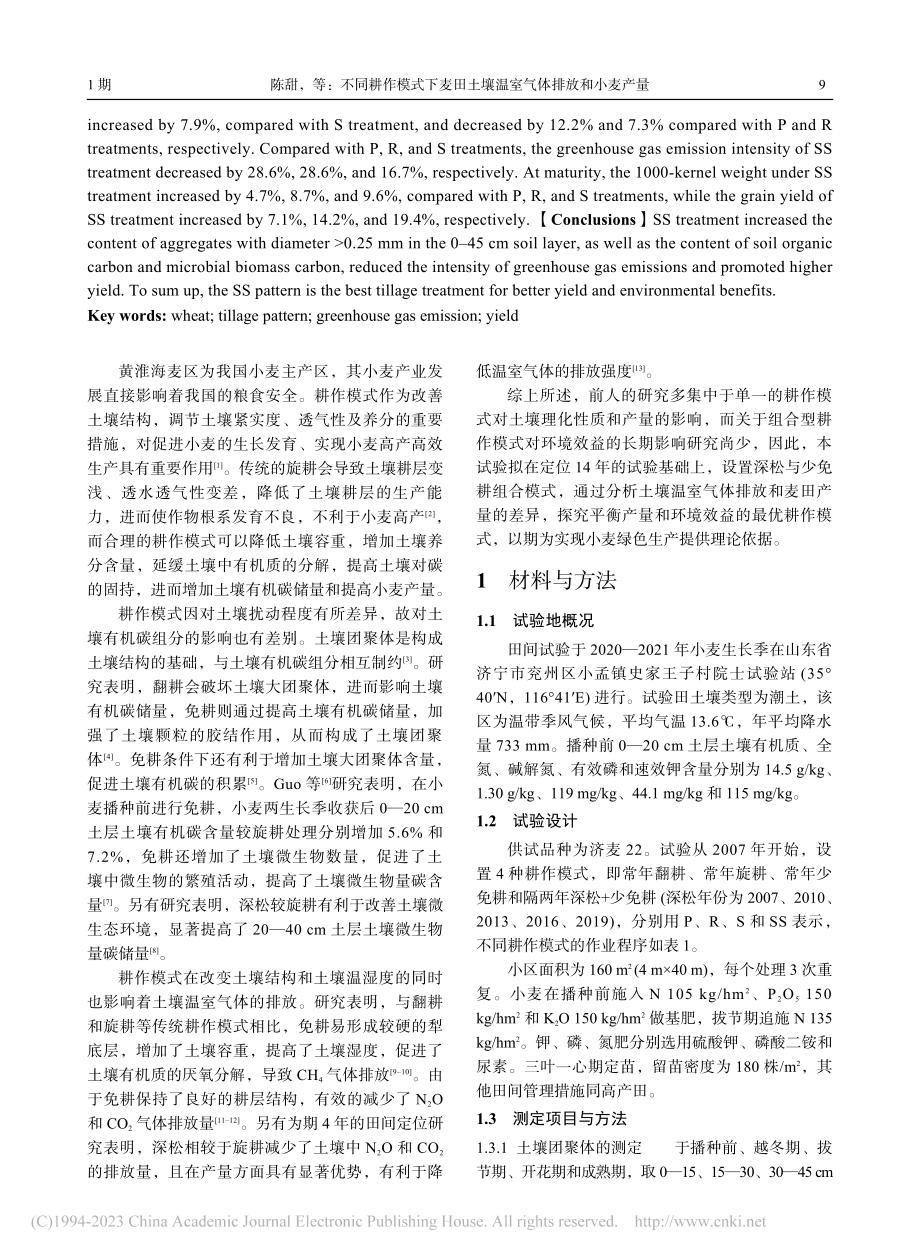 不同耕作模式下麦田土壤温室气体排放和小麦产量_陈甜.pdf_第2页