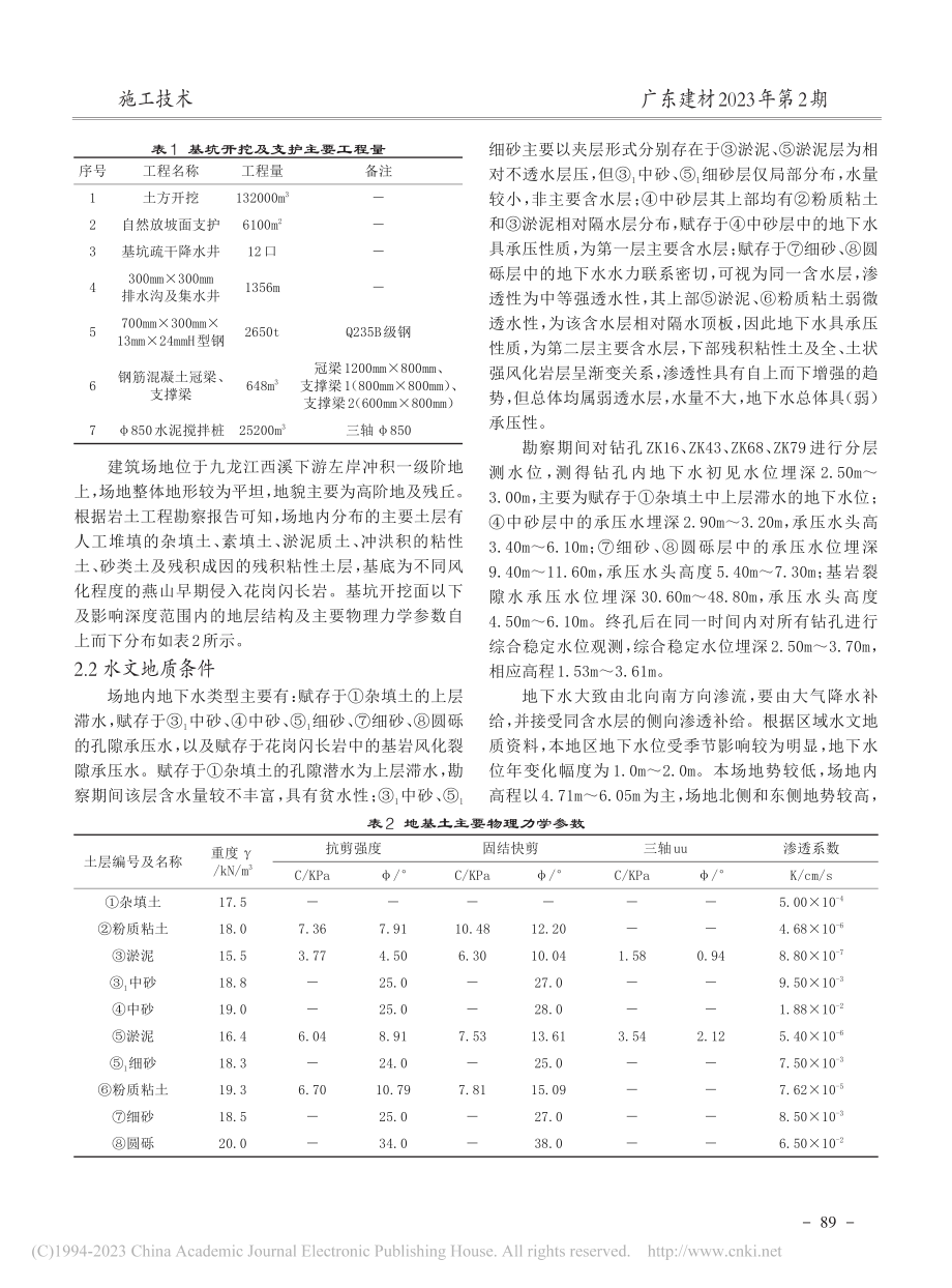 SMW工法桩在某办公楼基坑支护施工中的应用_黄勇贵.pdf_第2页