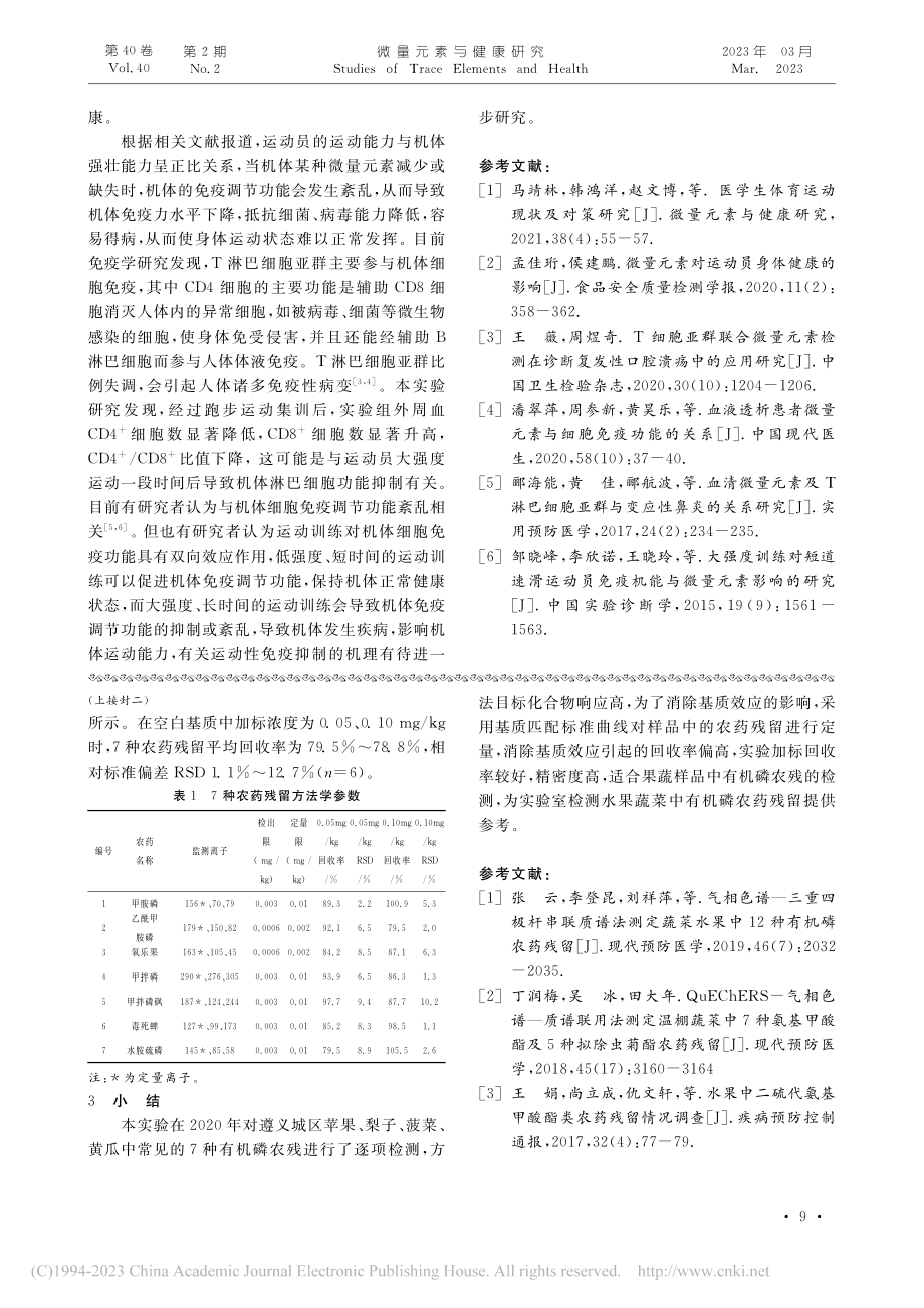 遵义市蔬菜水果中有机磷农药残留的检测_赵浩然.pdf_第2页