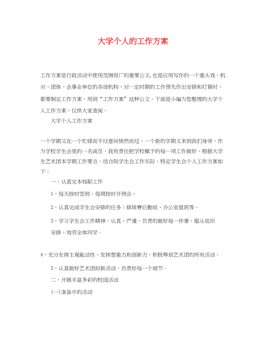 2023年大学个人的工作计划范文.docx_第1页