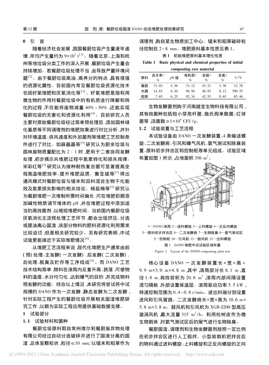 餐厨垃圾固渣DANO动态堆肥处理效果研究_屈阳.pdf_第2页