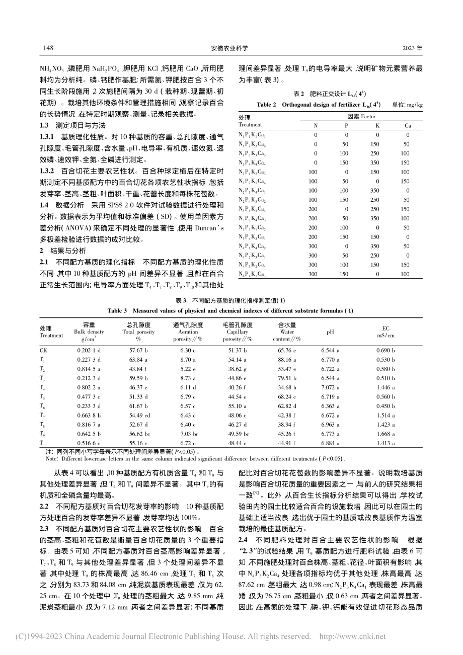 不同基质配方和施肥水平对百合生长的影响_齐凤坤.pdf_第2页