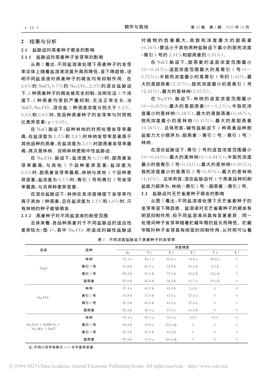 不同盐胁迫对燕麦和无芒雀麦种子萌发的影响_李海贤.pdf_第3页