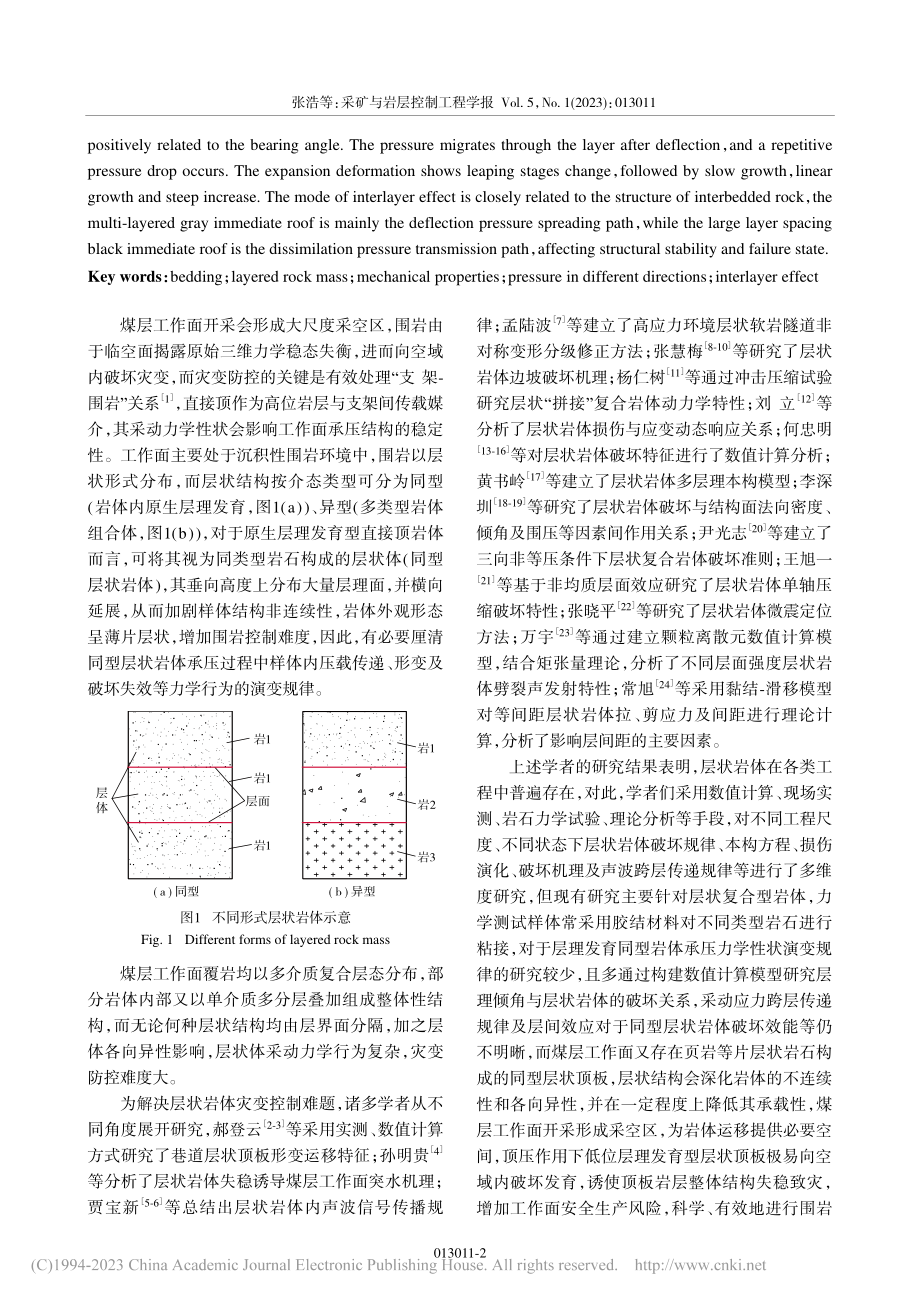 层理发育型层状岩体承压力学性状演变规律试验研究_张浩.pdf_第2页