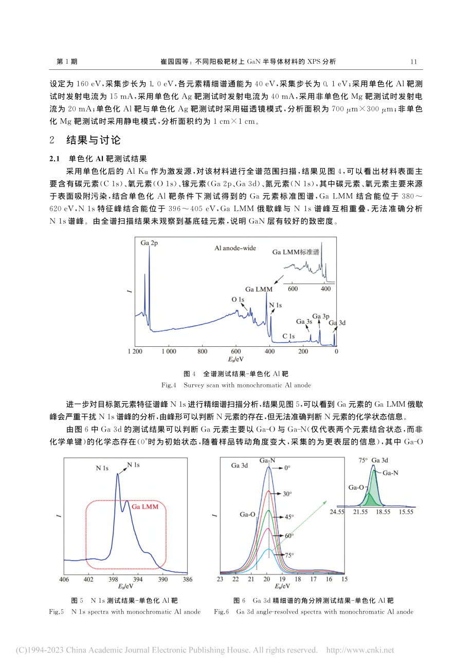 不同阳极靶材上GaN半导体材料的XPS分析_崔园园.pdf_第3页