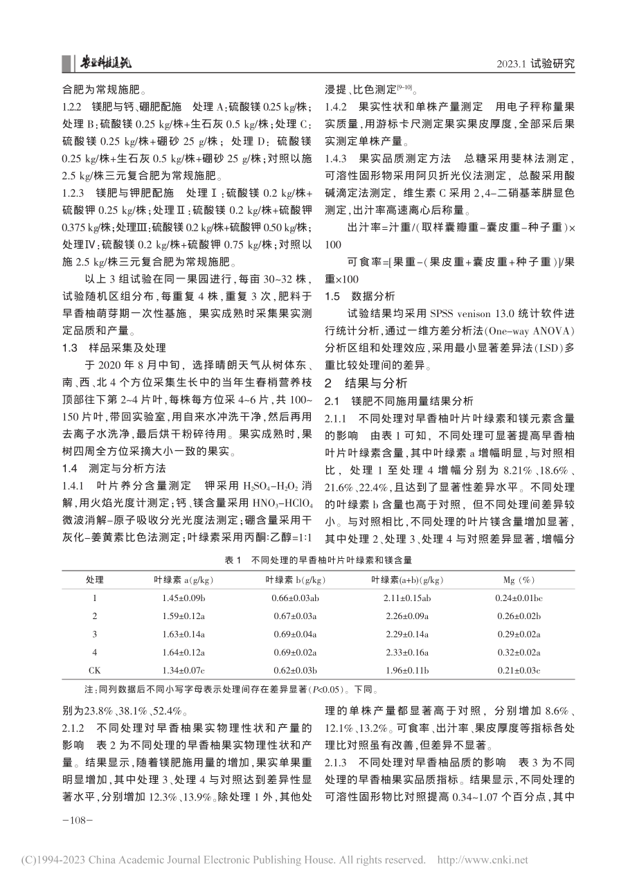 不同镁肥处理在早香柚上的应用效应研究_刘俊才.pdf_第2页