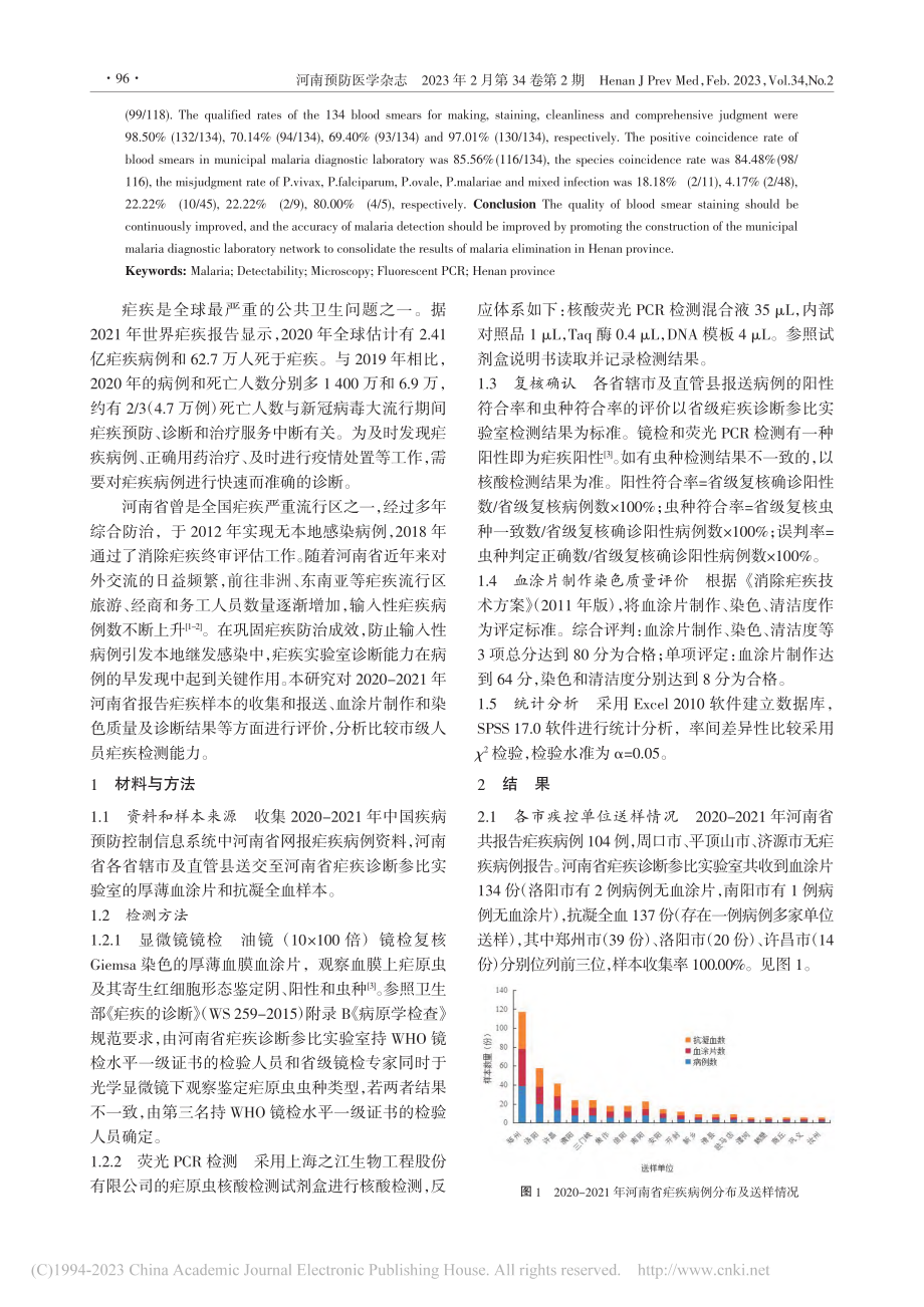 2020-2021年河南省...疟疾诊断实验室检测能力评估_李素华.pdf_第2页