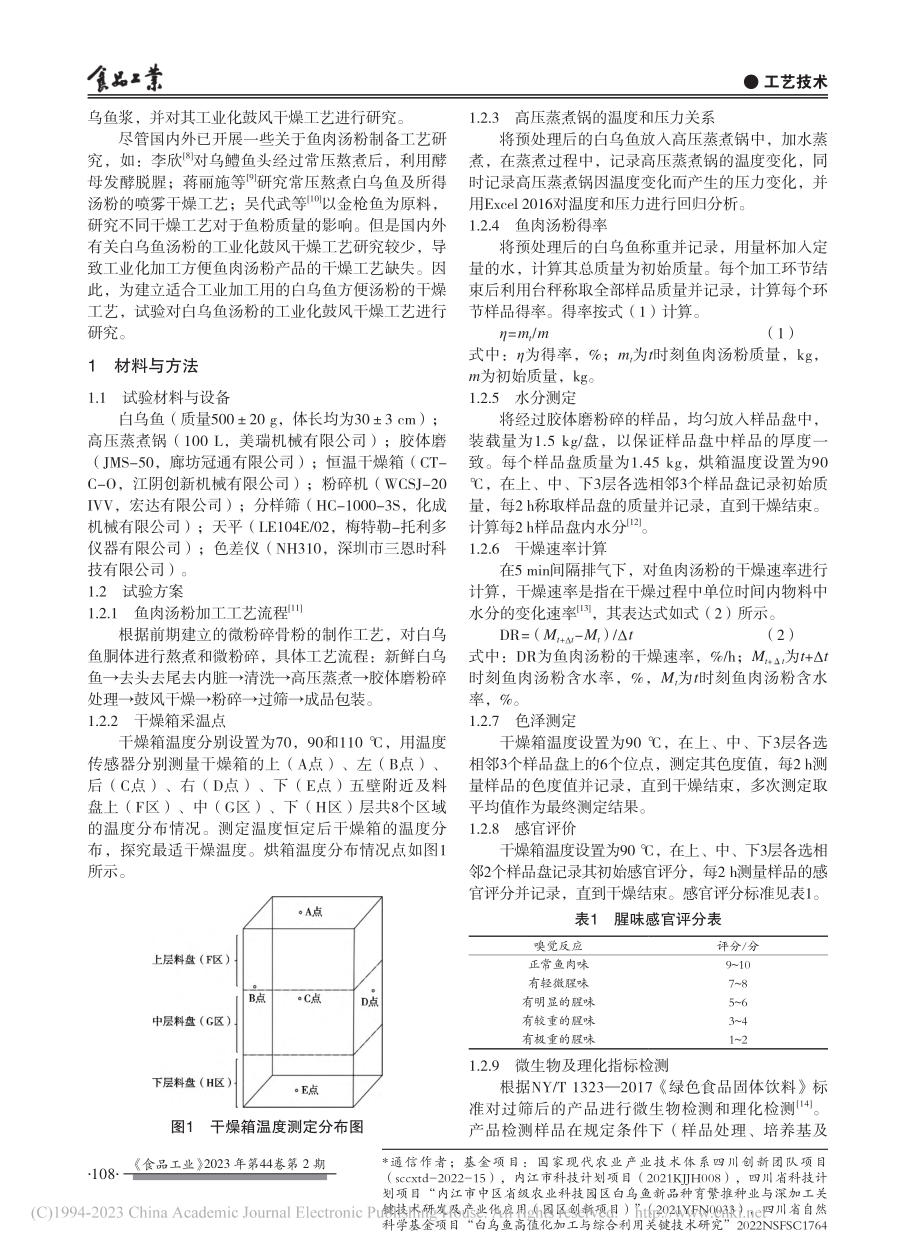 白乌鱼方便汤粉的工业化鼓风干燥工艺_焦晓磊.pdf_第2页