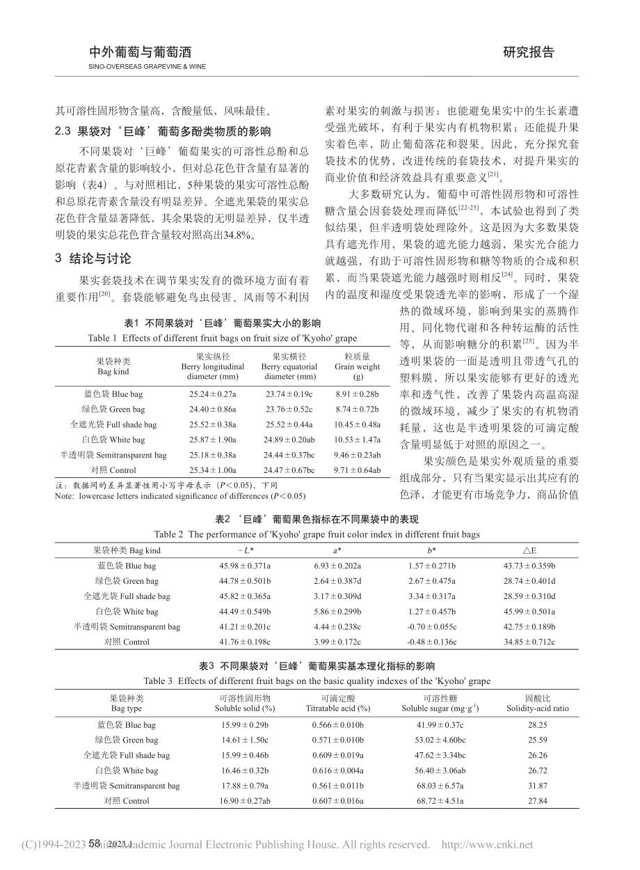 不同果袋对‘巨峰’葡萄果实品质的影响_彭言劼.pdf_第3页