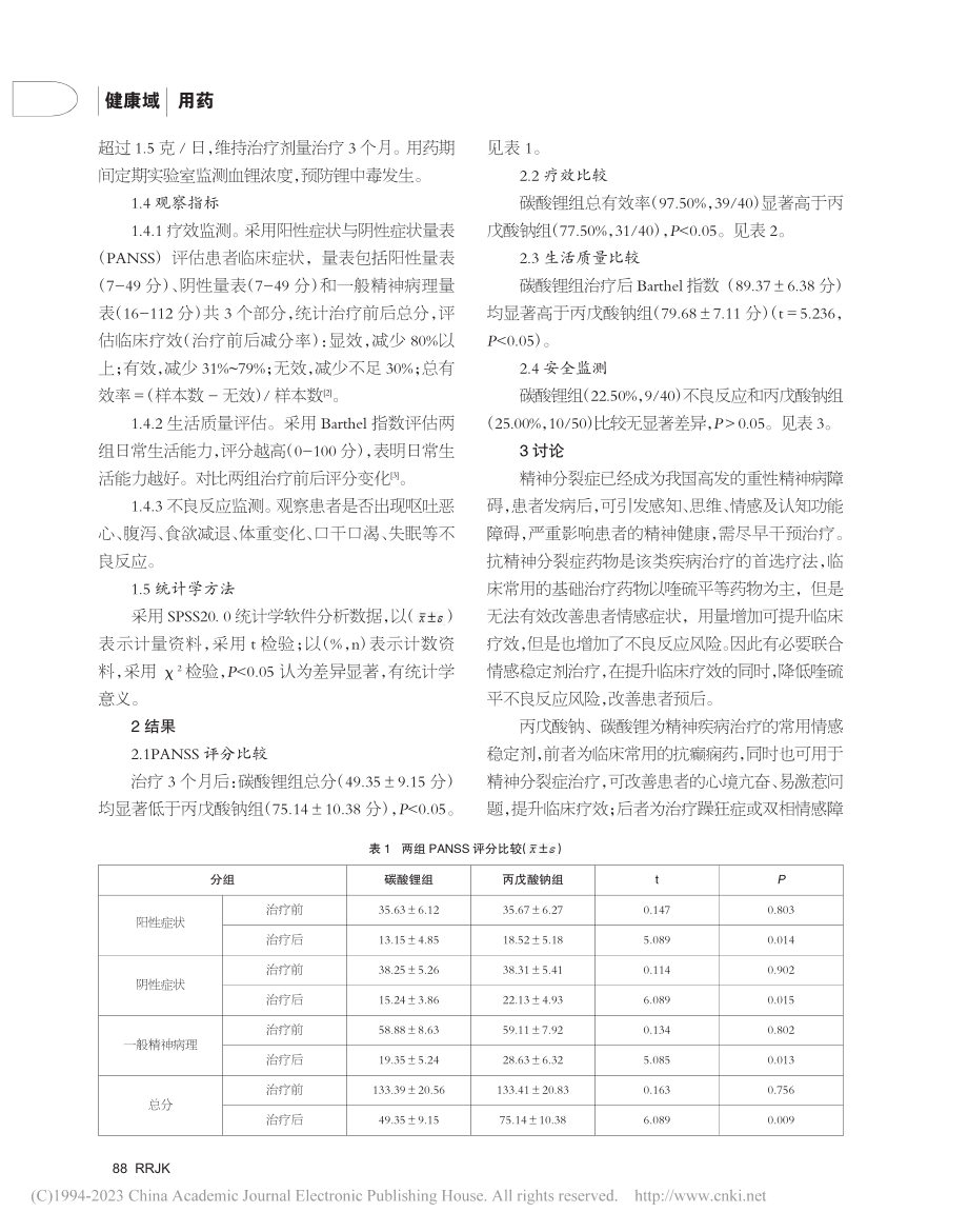 丙戊酸钠、碳酸锂用于精神分...神病治疗的疗效与安全性比较_柏佳昆.pdf_第2页