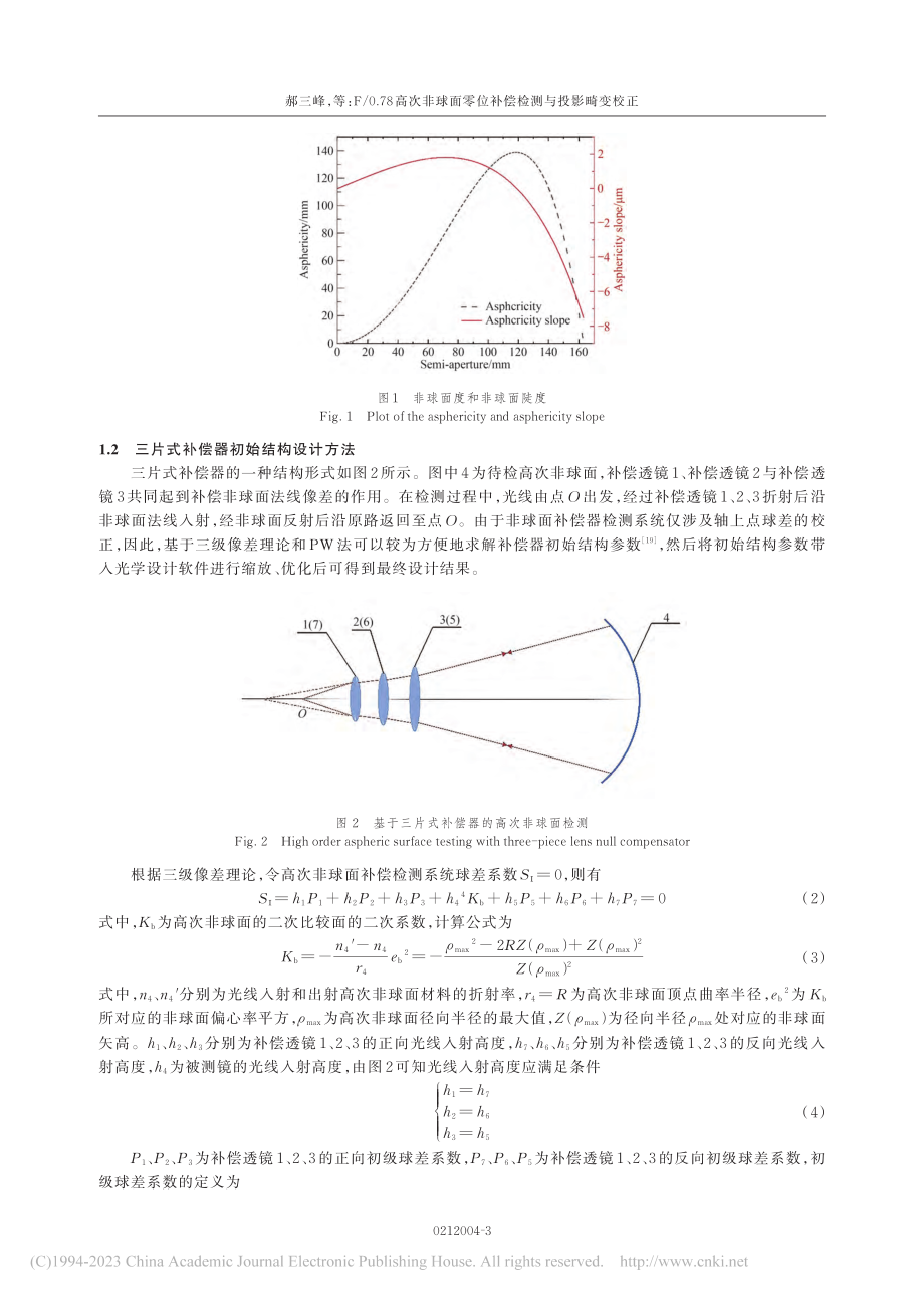 F_0.78高次非球面零位补偿检测与投影畸变校正_郝三峰.pdf_第3页