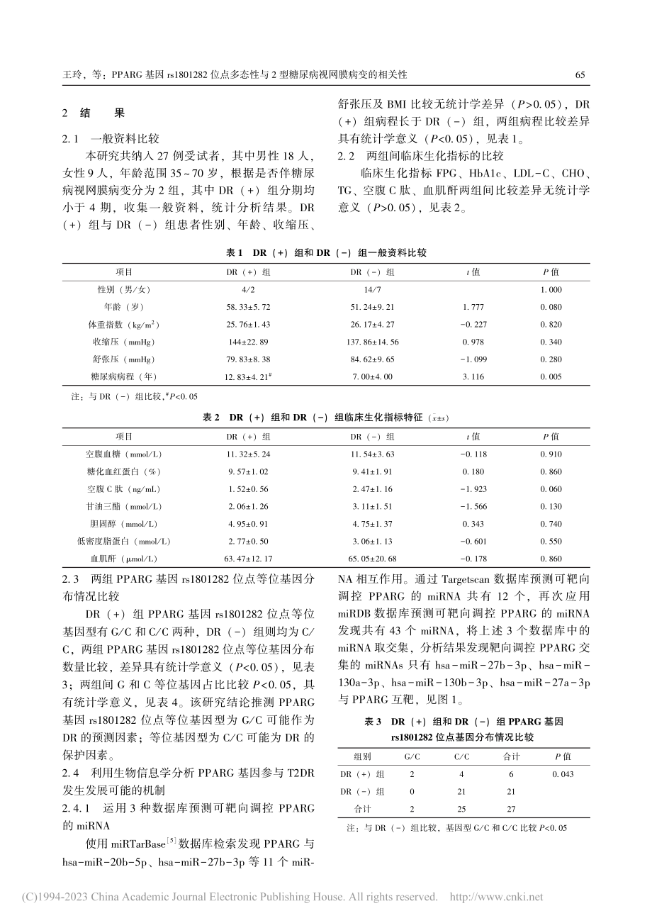 PPARG基因rs1801...型糖尿病视网膜病变的相关性_王玲.pdf_第3页