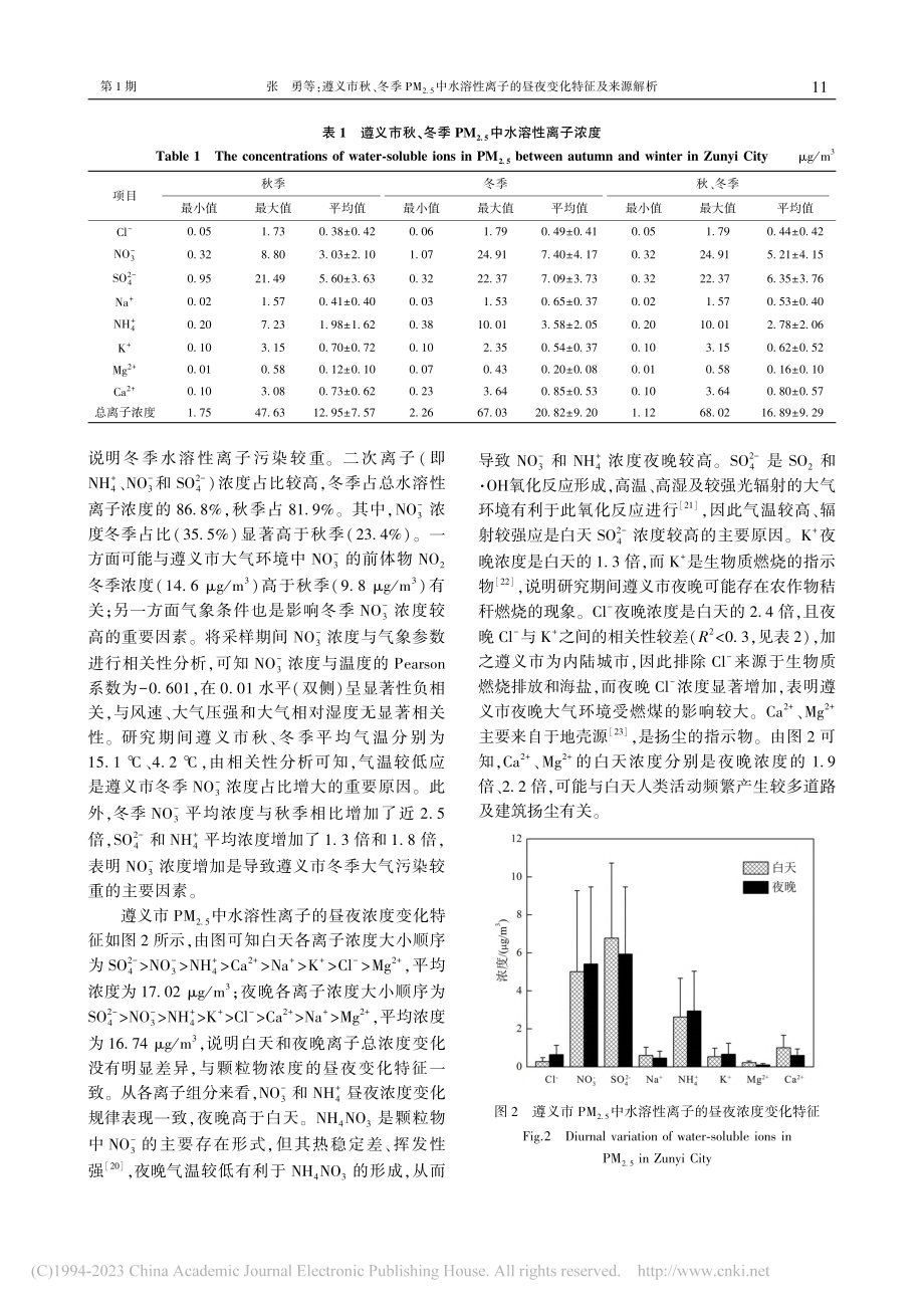 遵义市秋、冬季PM_(2....子的昼夜变化特征及来源解析_张勇.pdf_第3页