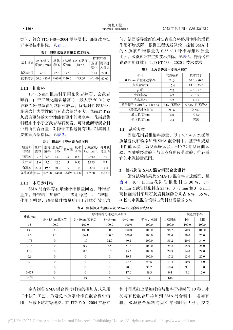 掺水泥对花岗岩复合集料SMA混合料路用性能的影响_杜军锋.pdf_第2页