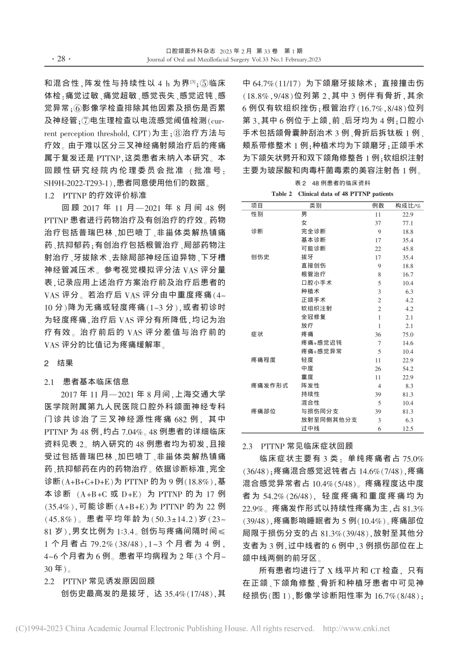 创伤后三叉神经病理性疼痛48例回顾性研究_刘玥旻.pdf_第3页