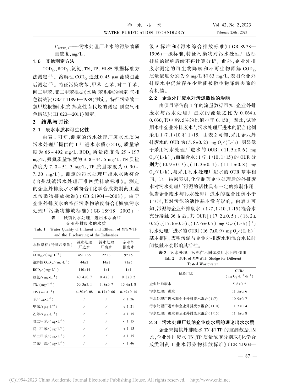 城镇污水处理厂接纳企业外排废水的评估方法_邹金特.pdf_第3页