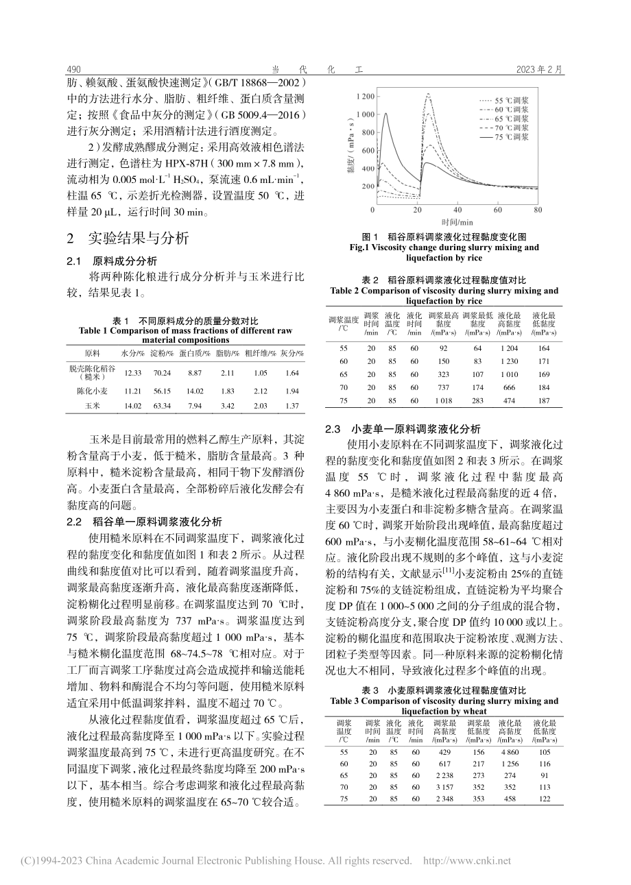 陈化稻谷掺混小麦生产燃料乙醇的调浆液化过程黏度研究_沈乃东.pdf_第3页