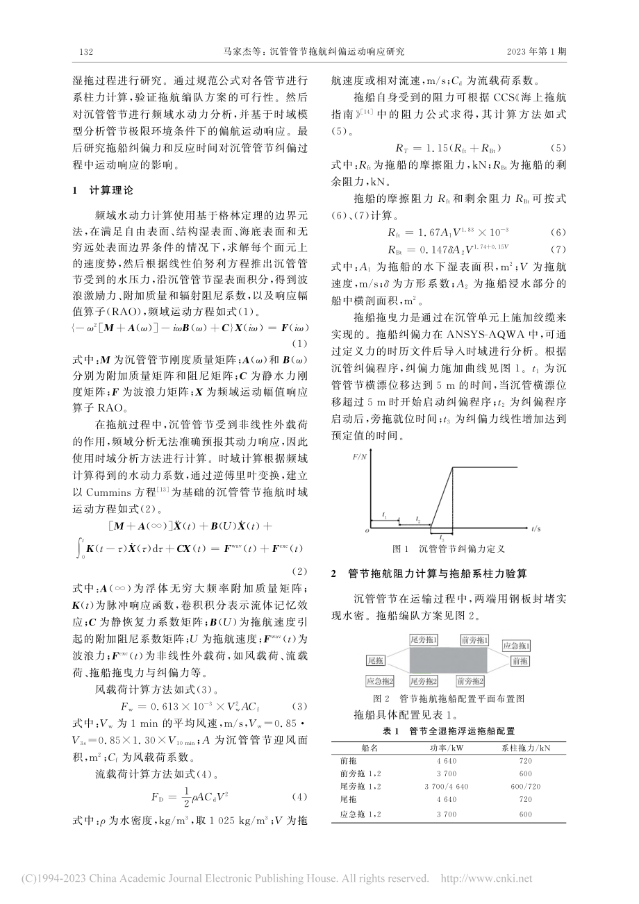 沉管管节拖航纠偏运动响应研究_马家杰.pdf_第2页