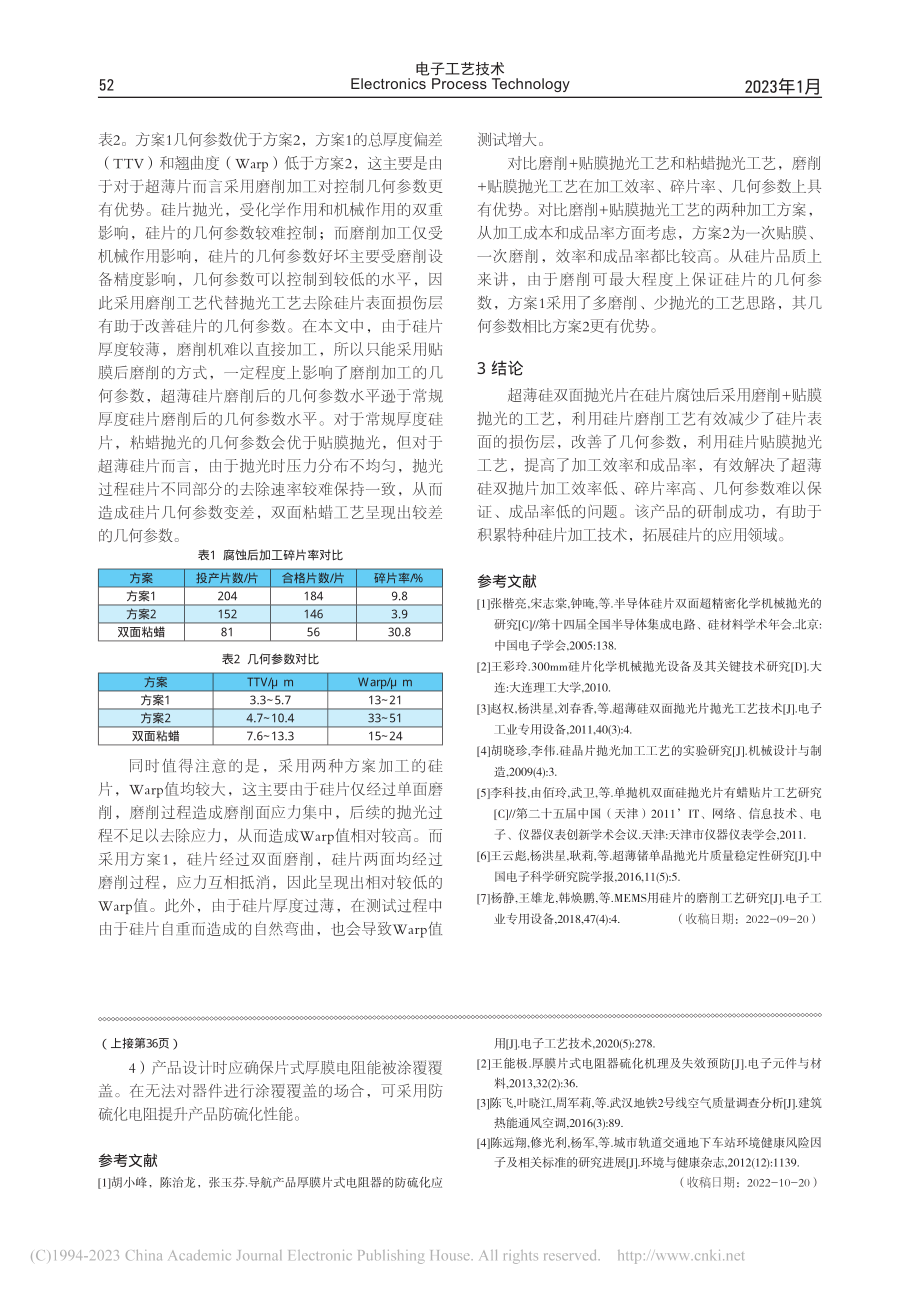 超薄硅双面抛光片加工效率的提升_田原.pdf_第3页