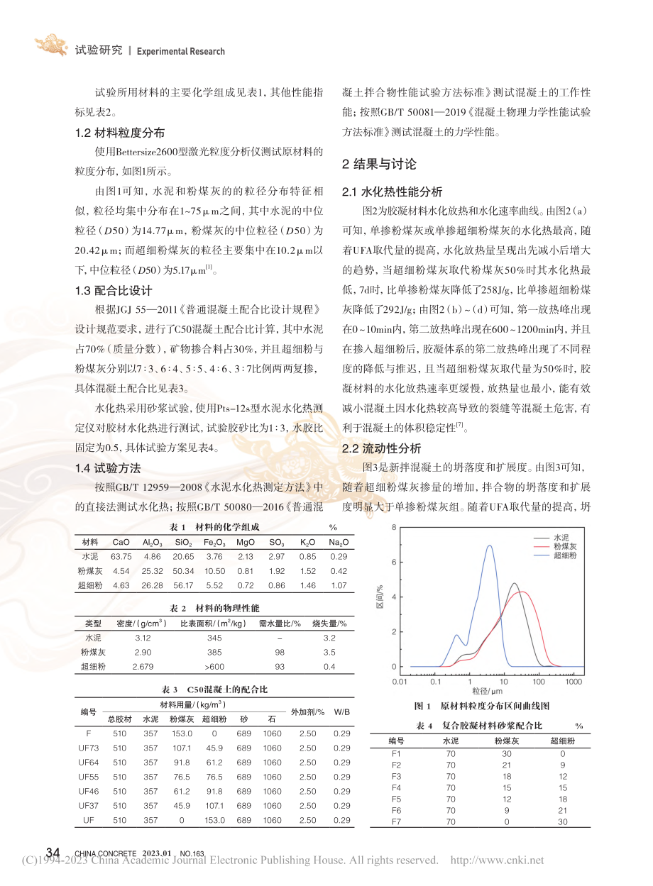 超细粉煤灰对混凝土水化热及物理力学性能的影响_王武锁.pdf_第2页