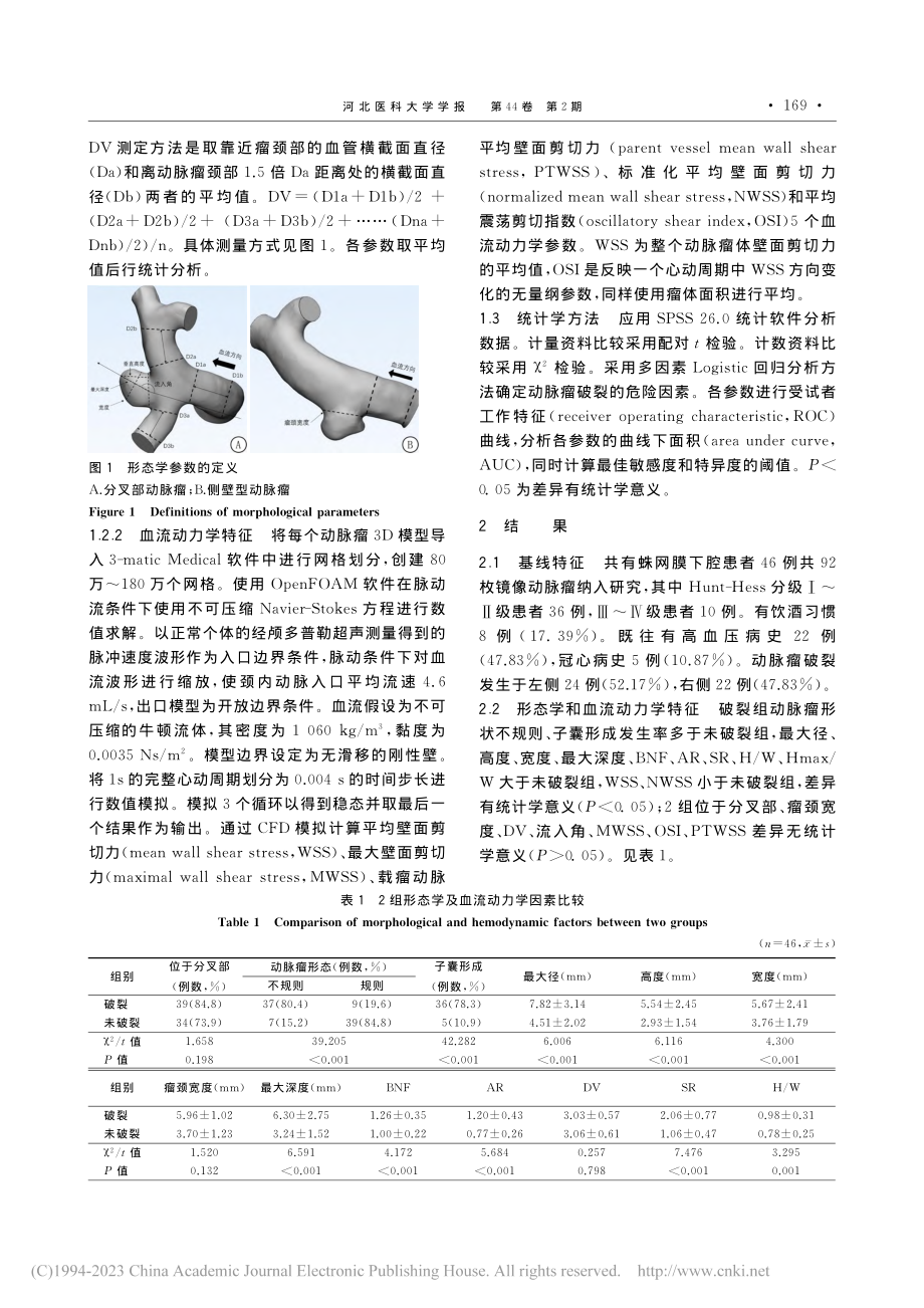 尺寸比及子囊形成对颅内镜像动脉瘤破裂的影响_唐晓宇.pdf_第3页