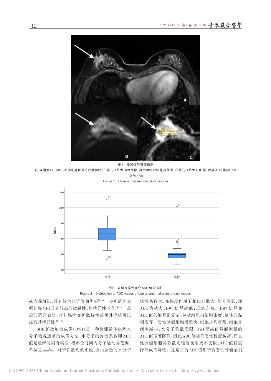 磁共振ADC值在乳腺良恶性病变鉴别诊断中的价值_马洪舟.pdf_第3页