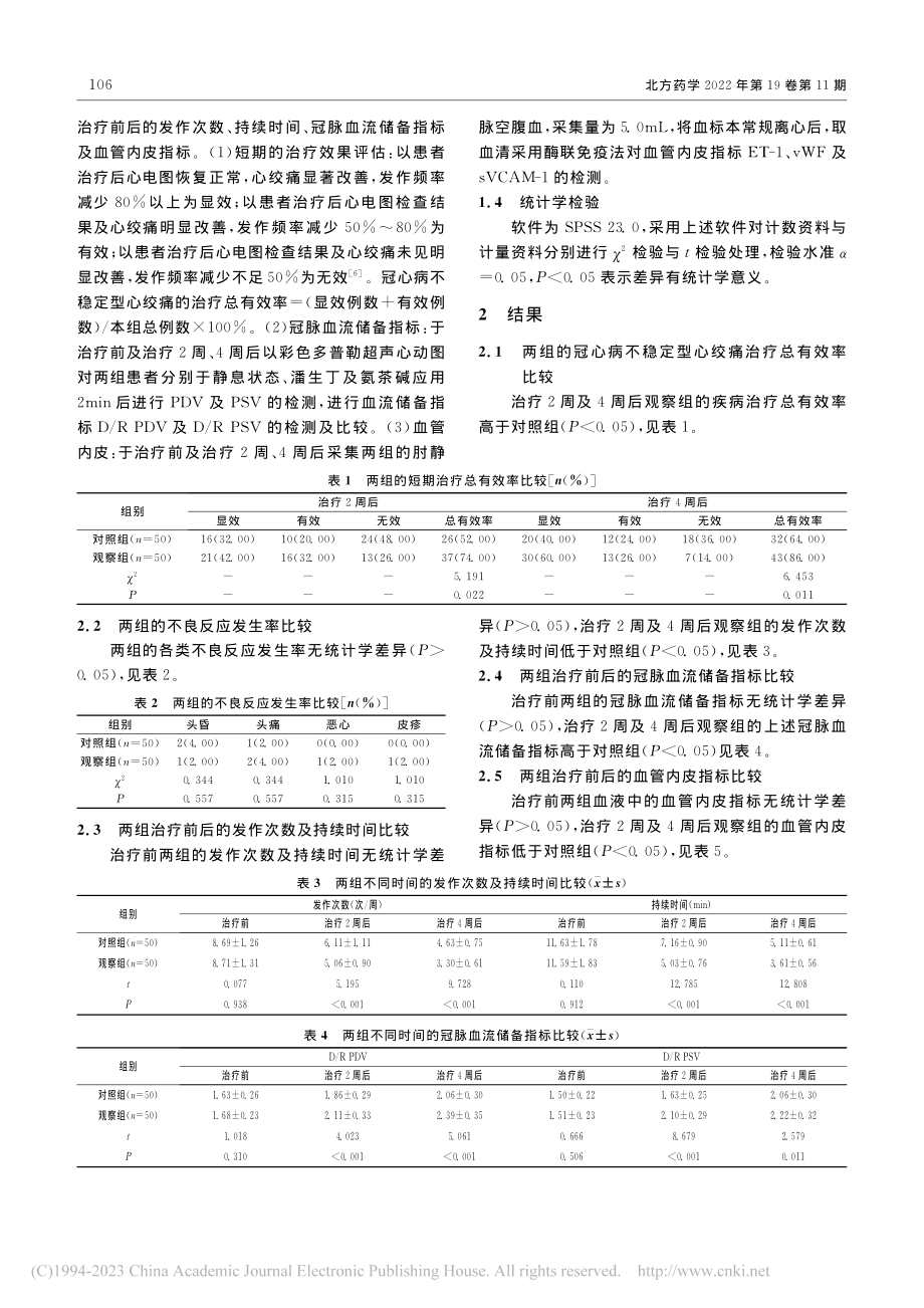 地尔硫卓治疗冠心病不稳定型...流储备及血管内皮的影响研究_罗长兴.pdf_第2页