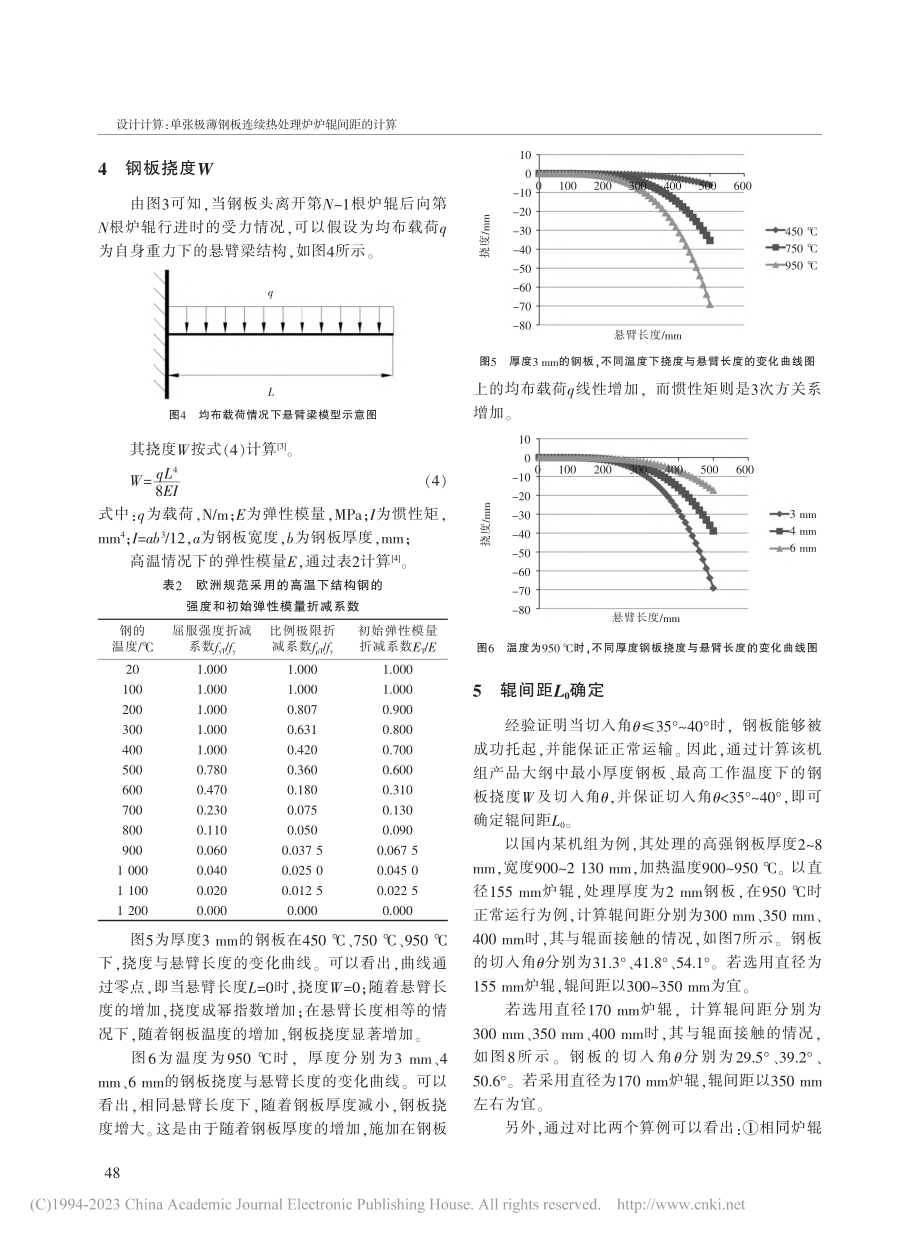 单张极薄钢板连续热处理炉炉辊间距的计算_张荣明.pdf_第3页