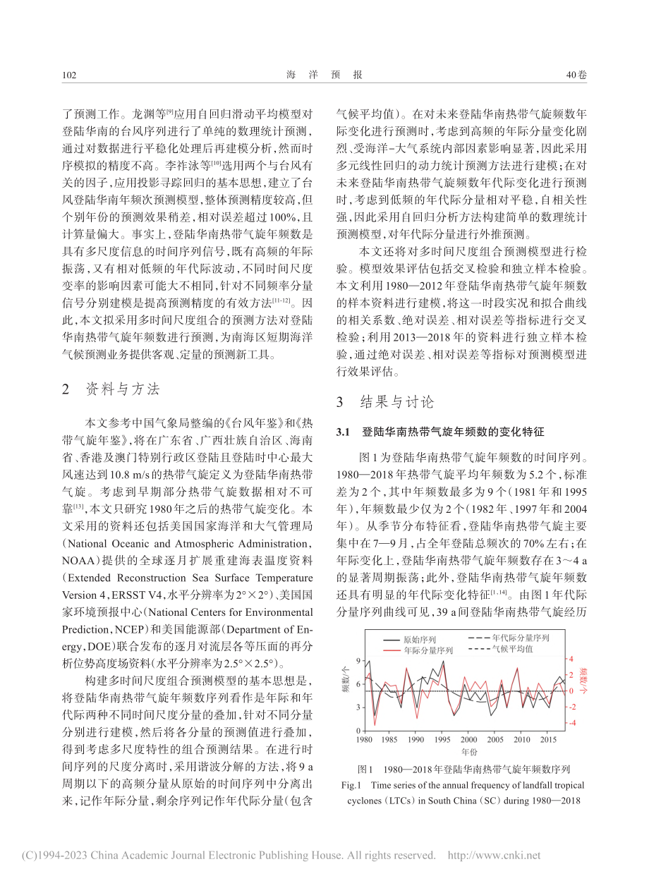 登陆华南热带气旋年频数预测_张海燕.pdf_第2页