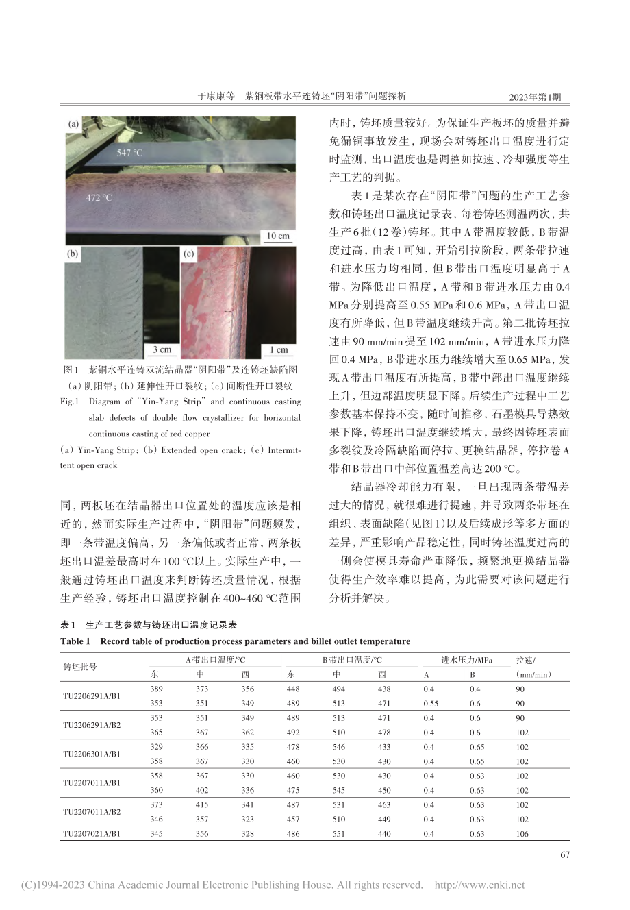 紫铜板带水平连铸坯“阴阳带”问题探析_于康康.pdf_第2页