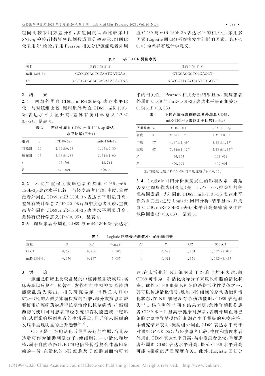 癫痫患者外周血CD69、m...-3p表达水平及其临床意义_赵锦华.pdf_第3页