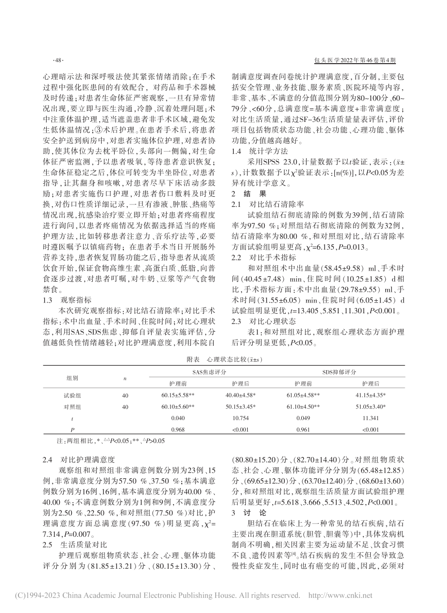 胆结石患者护理中实施全面护理模式的效果观察_陈小琴.pdf_第2页