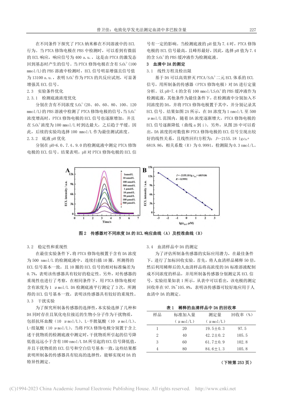 电致化学发光法测定血清中多巴胺含量_曾卫佳.pdf_第2页