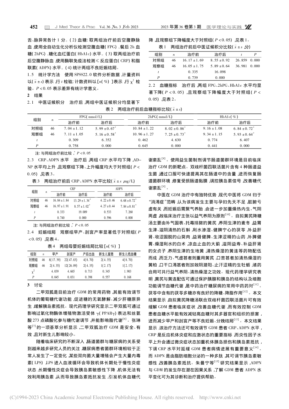 自拟黄芪降糖汤联合益生菌制...疗妊娠期糖尿病临床疗效观察_刘雪红.pdf_第2页