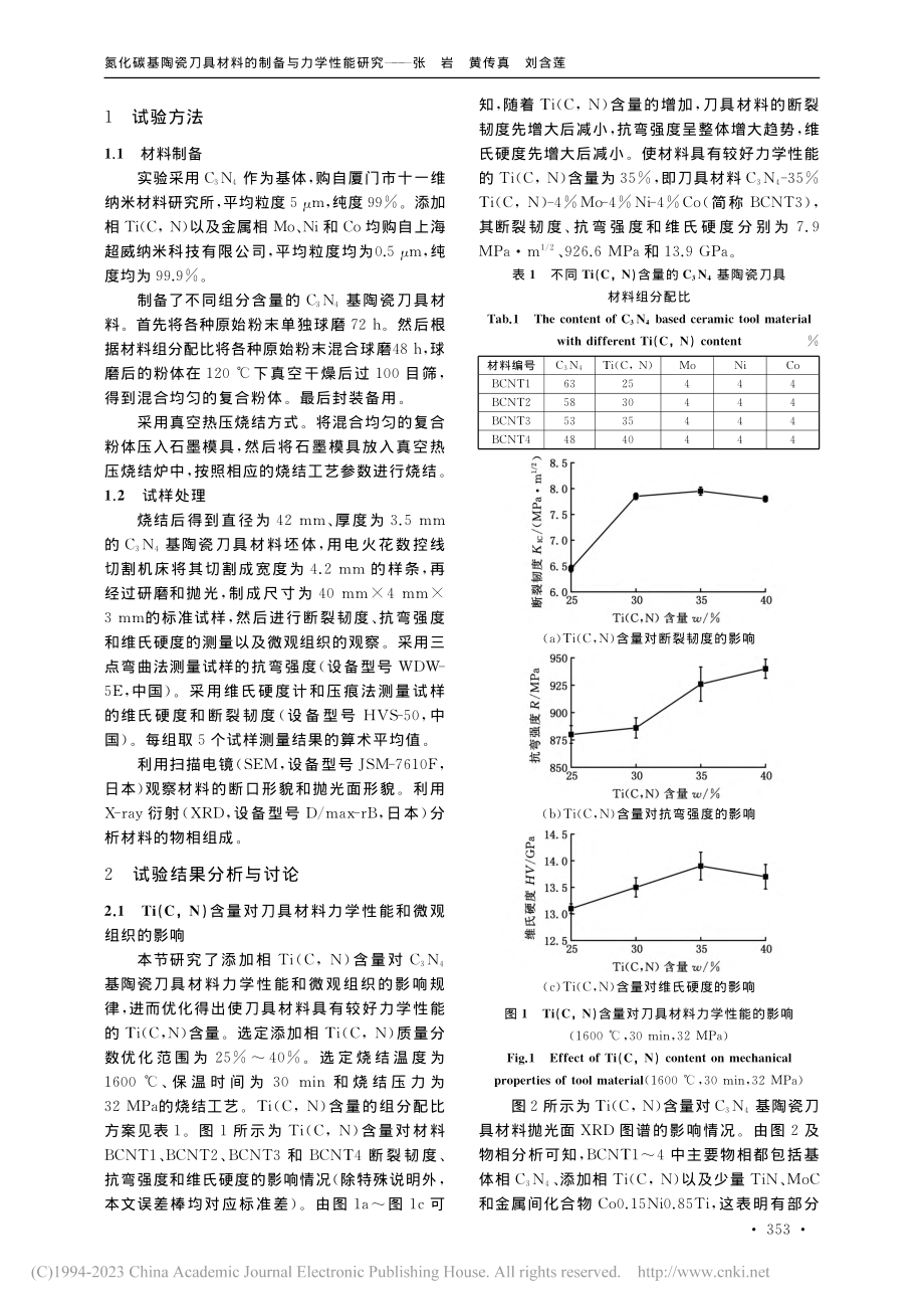 氮化碳基陶瓷刀具材料的制备与力学性能研究_张岩.pdf_第2页