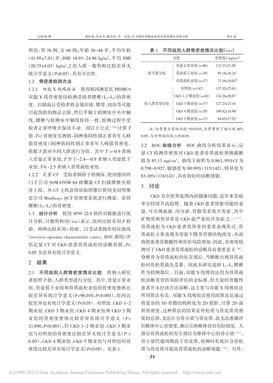 定量CT对慢性肾脏病患者骨密度测定价值分析_夏旺旭.pdf_第2页